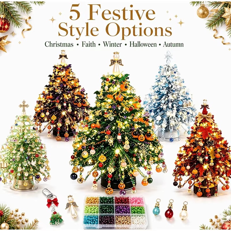Home Decor Tree - Handmade Beaded Mini Tabletop Holiday Tree