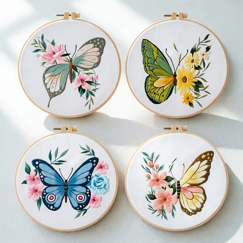 Home Decor Diy - 1pc 20X20CM 7.87 inch Embroidery Butterfly