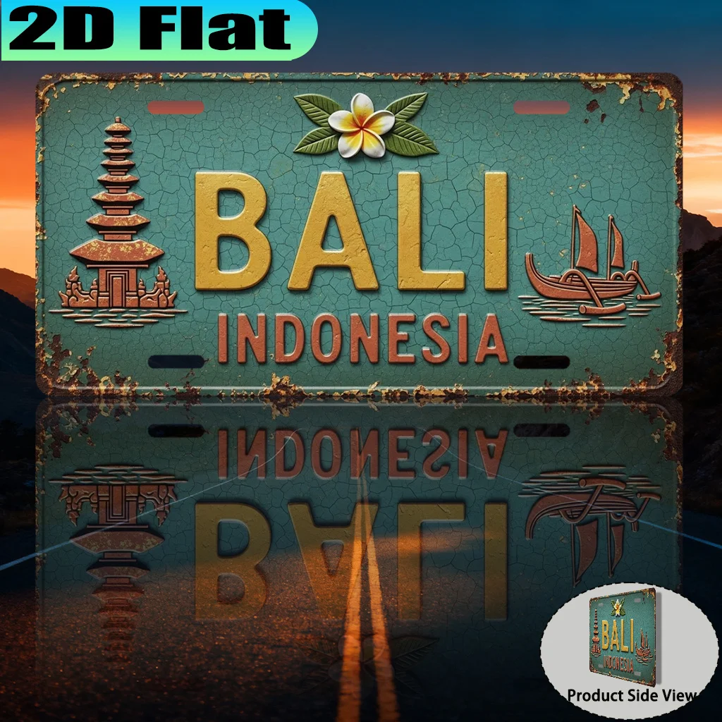 Home Decor Bali - 2D Flat Vintage Aluminum Metal Plaque