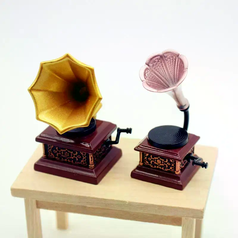 Home Decor Retro - Dollhouse Vintage Phonograph Miniatures Model Living