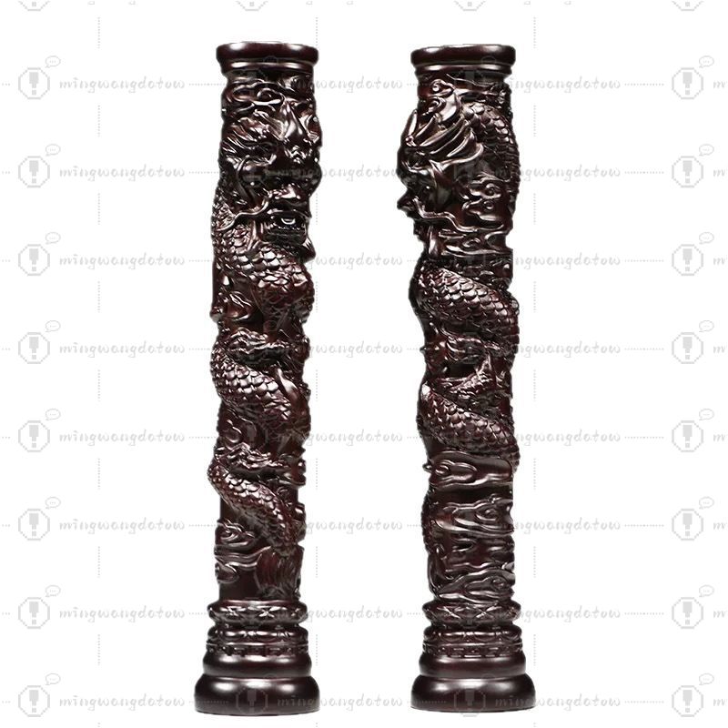 Rosewood Carved Dragon Pillar  - огляд і ціна Home Decor Statue