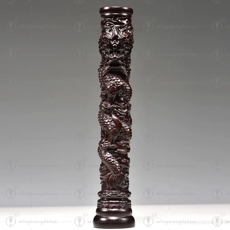 Rosewood Carved Dragon Pillar  - огляд і ціна Home Decor Statue