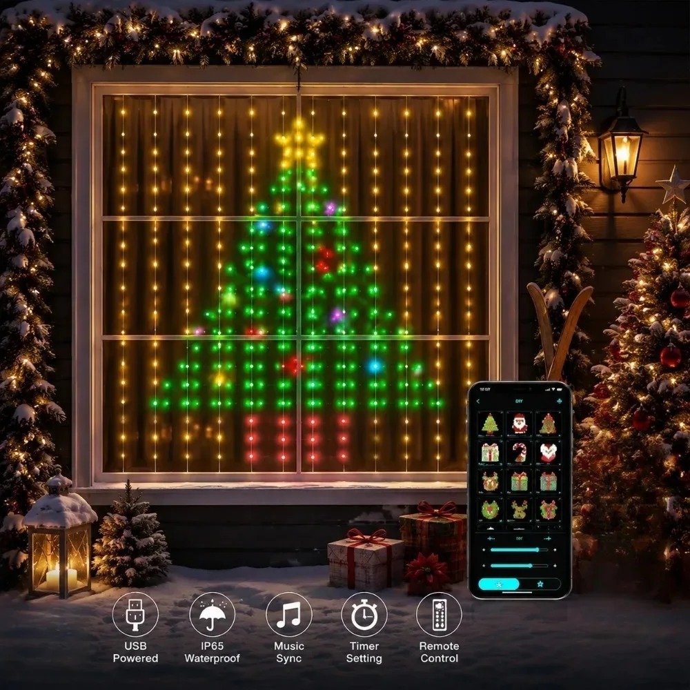 LED Pixel Curtain Lights Bluet - огляд і ціна Home Decor Diy