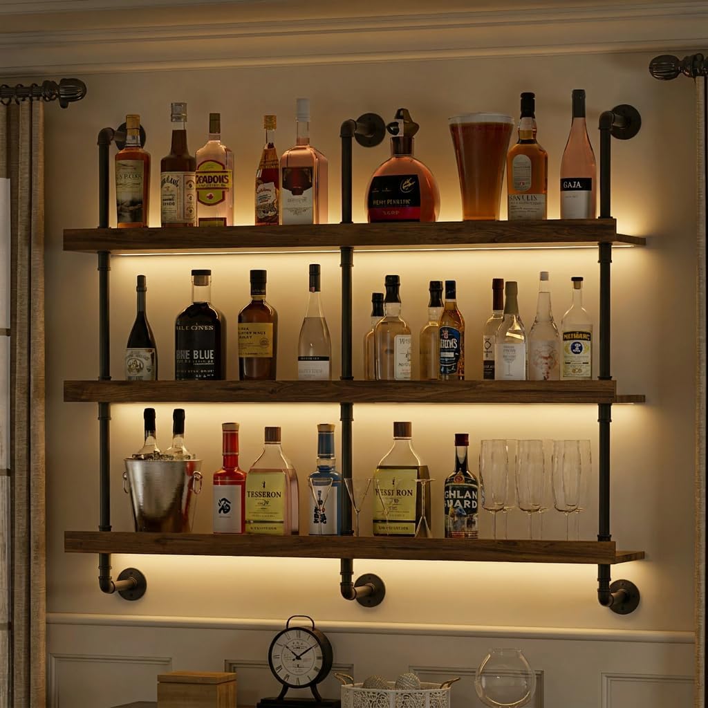Wall Mounted Wine Rack With LE - огляд і ціна Floating Shelves