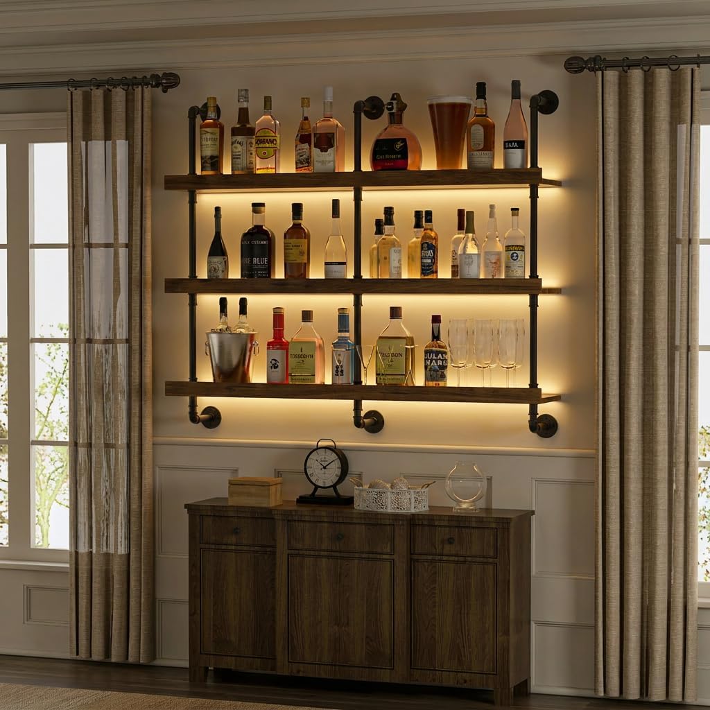 Wall Mounted Wine Rack With LE - огляд і ціна Floating Shelves